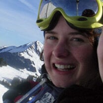 Student interns skiing in the Alps in Switzerland. 
