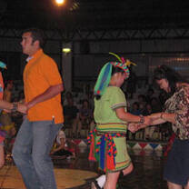 Students participating in the bamboo dance in Taiwan. 