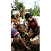 Planting trees with School children in Saint Vincent