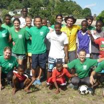 Ready for the soccer game with our interns and community members
