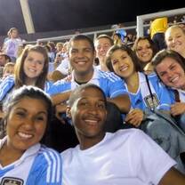 Interns at an Argentina soccer game.