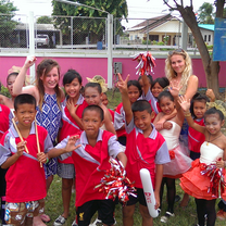 Teacher in Thailand with her class