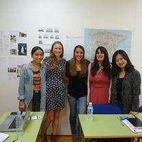 A group of students gathered. 