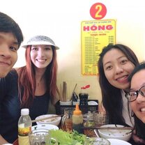 Having lunch with local buddies