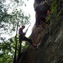 There's nothing quite like repelling into a cave and walking around in COMPLETE darkness except for your headlamps... seriously, you couldn't see your hand in front of your face. It was the coolest.