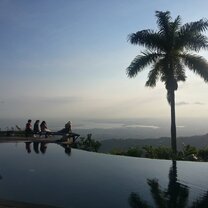 Checking out the sunset over Jamaica from an infinity pool