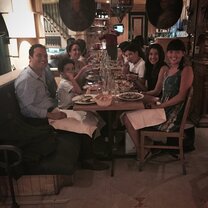 Having dinner with my host family!