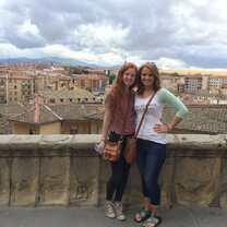 My roommate Lucy and I on top of a castle in Segovia.