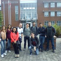 Brazilian students in front of LIT building.