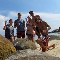 Finding coconuts washed up on the beach. mmmm