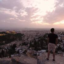 View of the city from the mountains with the Alhambra to my left.