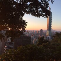 Taipei 101, as seen at sunset from Elephant Mountain.