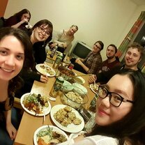 Celebrating Thanksgiving with new friends!