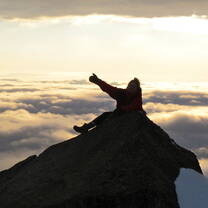 The sunset during our trek up the mountain. 