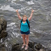 Me walking on the rocks at Red Rocks Nature Reserve.