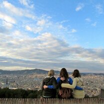 Montjuic overlooking the city of Barcelona. Montjuic is one of the tallest points in the city and at the top is a castle where you are able to stand and get the best view of the city.
