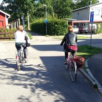 Main form of transport is a bike, but there are so many paths it's really easy.