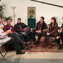 The Screen Tools Team meeting with John Callen on set.