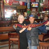 Shared love for FCB (Barcelona) soccer in Cuba - they loved my FCB tee shirt and scarf, too. 