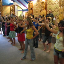 Study Abroad and Exchange students learning the poi dance Poi dance