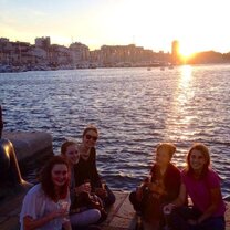 AUCP Marseille students at a Marseille sunset on the port AUCP Marseille students at a Marseille sunset on the port