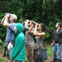 Field Program students learn about seed dispersers by bird watching. 