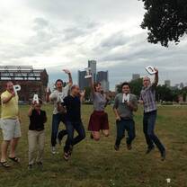 jumping holding letters PANRIMO