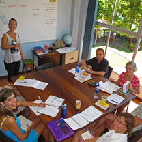 Spanish group classes on the beach, samara costa rica
