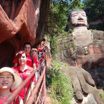 Students at the Giant Buddha in Leshan