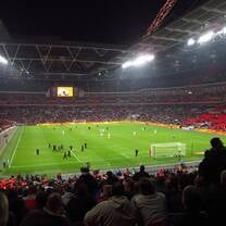 Soccer game at Wembley Stadium