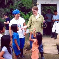 Students speaking to children 