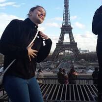Student from IBS Winter One posing contently by the Eiffel Tower in Paris!