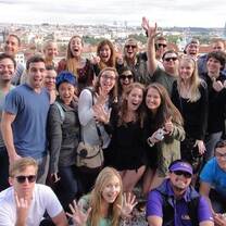 Language House students posing for a picture on their first day of TEFL class in Prague