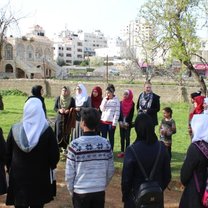 Outdoor fun with the English Club, learning how to use directions
