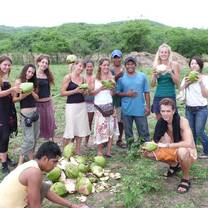 Volunteers For Peace group with coconuts in Mexico