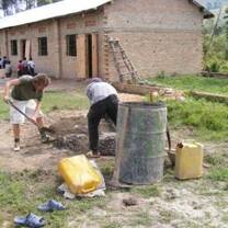 Volunteers helping build new classrooms