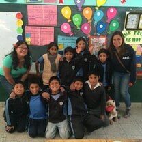 Volunteers with a primary class