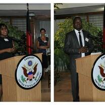 Fellows presenting at Malawi's US Embassy 