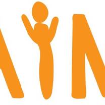 Logo for AYNI charity. The "Y" in Ayni is shaped like a child with hands in air