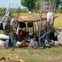 A Cambodian family's home before