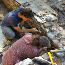 Archaeology and brick work, Fairfield Plantation, Gloucester, Virginia, USA