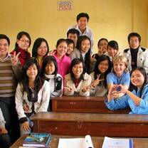In the classroom with the students
