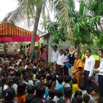 Presentation in front of the school. Bright Light Volunteers Cambodia.