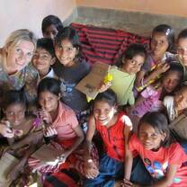 Volunteer with children in India