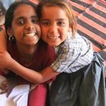 Volunteer with children in India