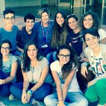 Volunteer with students in Italy