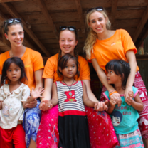 MGY volunteers with the village children 