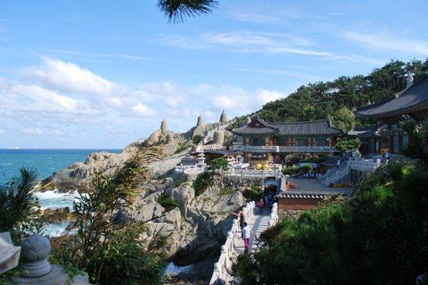 A scenic temple view in South Korea