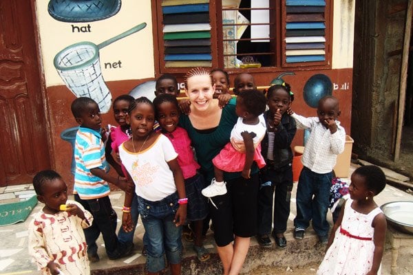 Katie and some of the students on her last day