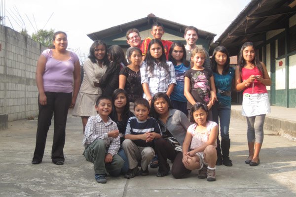 Liam with a group of this students in Guatemala